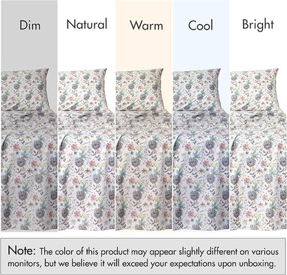 RUVANTI 100% Cotton Sheets – Twin Size Percale Bedding, Cooling & Breathable Floral Design, Durable with a Crisp, Soft & Comfortable Feel, 16" Deep Pocket, 3-Piece Set, Dandelion Field
