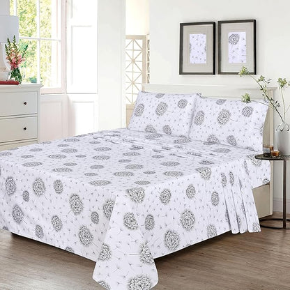 RUVANTI 100% Cotton Sheets – Twin Size Percale Bedding, Cooling & Breathable Floral Design, Durable with a Crisp, Soft & Comfortable Feel, 16" Deep Pocket, 3-Piece Set, Dandelion