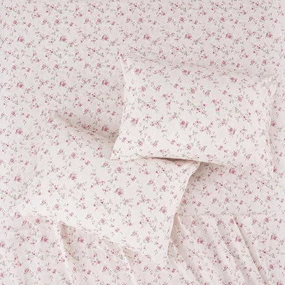 Modern Threads 4-Piece Ultra Soft Microfiber Bed Sheets Set, Wrinkle Free Sheets with Deep Pockets Fitted Sheet, Flat Sheet & Pillowcases, Lightweight Breathable Bedding, Floral Rose, Full