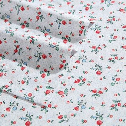 Laura Ashley - King Sheet Set, Super Soft Cotton Percale Bedding Set with Matching Shams, Oeko-Tex Certified (Aylesmore Ditsy Red, King)