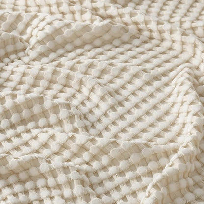 Bedsure Cooling Cotton Waffle Queen Size Blanket - Lightweight Breathable Blanket of Rayon Derived from Bamboo for Hot Sleepers, Natural, 90x90 Inches