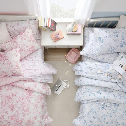 Laura Ashley - King Comforter Set, Reversible Cotton Bedding with Matching Shams, Medium Weight for Year Round Use, Oeko-Tex Certified (Belinda Blue)