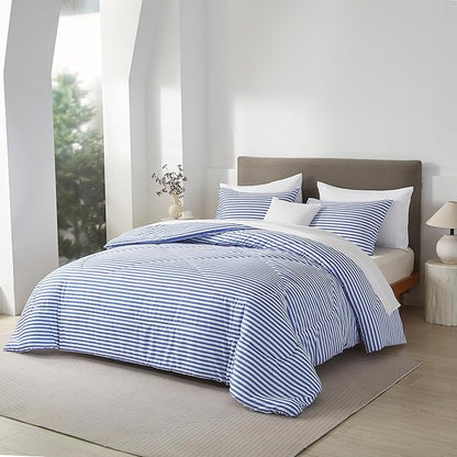 mixinni Striped Comforter Set Twin XL Size - Blue Stripes Pattern Bed Set for All Season, 3 Pieces Lightweight Bedding Comforter Sets for All Seasons (1 Soft Fluffy Comforter + 2 Pillowcases)