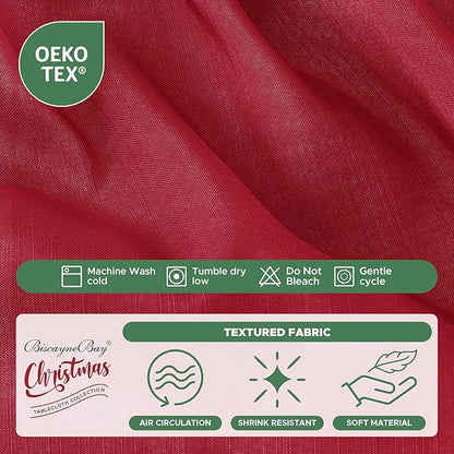 Biscaynebay Wrap Around Bed Skirts for King & Cal King Beds Short Drop of 12", Red Adjustable Elastic Dust Ruffles Easy Fit Wrinkle Resistant Silky Luxurious Fabric Machine Washable