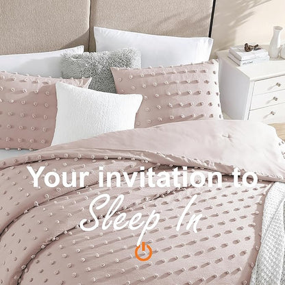 Swift Home Twin/Twin XL Blush Comforter Set - Decorative Tufted Pom Poms Bedding Set - 2 Pieces Bed Linen, 1 Comforter and 1 Pillow Sham