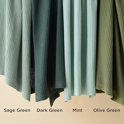 Bedsure Gentlesoft 100% Cotton Throw Blanket for Couch 50x70 inches - Cooling Breathable and Soft for Spring Summer, Waffle Weave Throw Blanket for Office, Sage Green