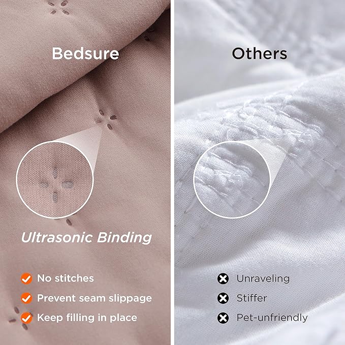 Bedsure King Quilt - Dusty Rose Bedspread King Size & Lightweight Comforter, Country Cottage Coverlet with Clover Pattern, Ultra Soft All-Season Bedding, 106 x 96 Inches | Stitch-Free Quilting, Ultra Soft, Lightweight, Machine Washable, Pet-Friendly