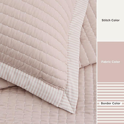 Bedsure Pink Quilts King Size - King Quilt Bedding Set Bedspread Coverlet, Lightweight Corduroy Pattern Bedspread, 3-Piece Set with 106"x96" Coverlet & 2 Pillow Shams, All-Season Soft Microfiber