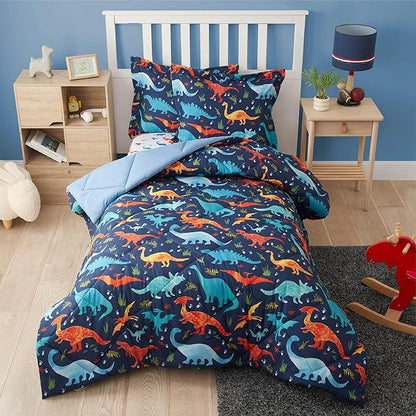 Queen Dinosaur Kids Bedding Set for Boys, 3 Pieces Queen Dinosaur Kids Comforter Sets, Super Soft Lightweight for All Seasons, Includes 1 Comforter (88"x88") and 2 Pillowcase (20"x26"+2")