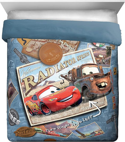 Disney/Pixar Cars Tune Up Blue/Gray 7 Piece Full Bed in A Bag with Lightning McQueen & Mater in Radiator Springs (Official Disney/Pixar Product)