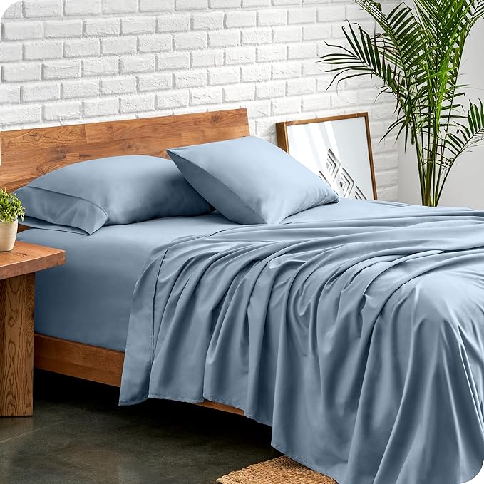 Bare Home King Sheet Set - 1800 Ultra-Soft Microfiber King Bed Sheets - Double Brushed - Deep Pockets - Easy Fit - 4 Piece Set - Bedding Sheets & Pillowcases (King, Dusty Blue)