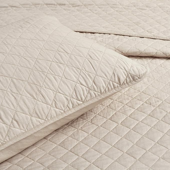 Lush Decor Ava Diamond Cotton Quilt California King Size 3 Piece Set King/California King Neutral - Beige Bedding Set California King Quilt - Quilts