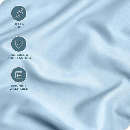Bare Home Microfiber Pillow Cases - King 20x36 - Cooling Pillowcases - Double Brushed - Easy Care - Envelope Closure (King Pillowcase Set of 2, Light Blue)