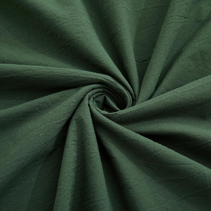 LOVQUE 100% Washed Cotton Duvet Cover Set King Size, Linen Like Natural Bedding Set with Zipper Closure (No Comforter), 104x90 Inches, Forest Green