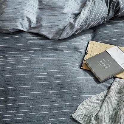 mixinni Comforter Twin/Twin XL College Dorm Modern 3 Piece Grey Geometric Striped Pattern Comforter Set Men Boys for All Season, 1 Soft Fluffy Reversible Comforter and Two Pillowcases-Twin XL Size