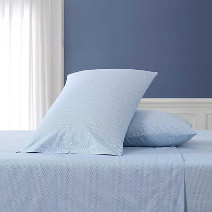 Nautica - Full Size Sheets Set, Crisp & Tailored Floral Bedding with a Smooth Cotton Percale, Bed Sheets with Matching Pillowcases & Fitted Sheet (Geo Floral Blue)
