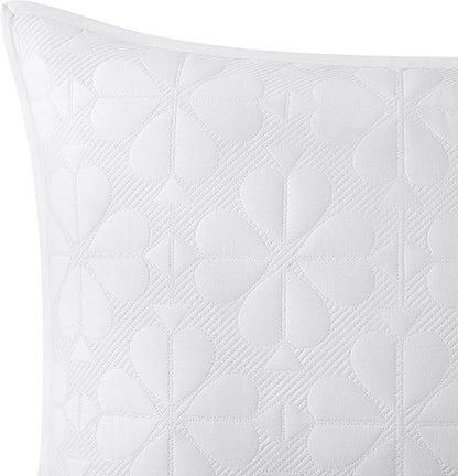 kate spade new york Spade Floral 2-Piece Twin Quilt Bedding Set, 100% Cotton Sateen Reversible Cover, All Season Warmth Bedding, Machine Washable, Bright White