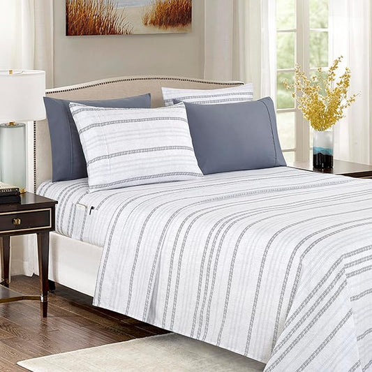 Elegant Comfort Softest and Coziest 4-Piece Sheet Set - 1500 Premium Hotel Quality Microfiber - Deep Pocket, Wrinkle Resistant 4-Piece Floral Bed Sheet Set, Twin XL, Traci Gray