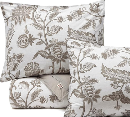 Bedsure Floral Duvet Cover Queen Size - 100% Cotton Reversible Entwined Vines Pattern Duvet Cover Set, 3 Pieces Soft & Breathable PureWoven Bedding Set with 2 Pillow Shams (Linen Vines, 90"x90")