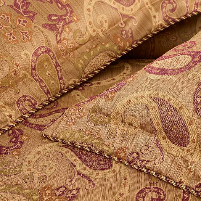 Chezmoi Collection Adelle 7-Piece Paisley Jacquard Embroidered Comforter Bedding Set, King Size