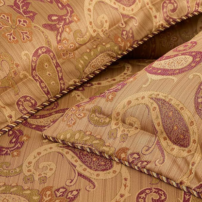 Chezmoi Collection Adelle 7-Piece Paisley Jacquard Embroidered Comforter Bedding Set, California King Size