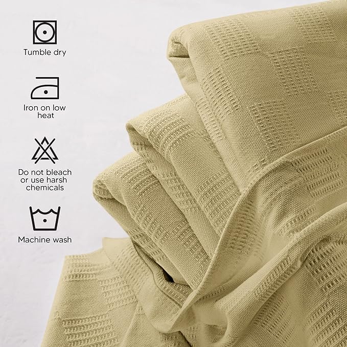 Utopia Bedding Tan 100% Cotton Blanket [Twin Size - 90x72 Inch] Lightweight, Soft and Breathable Thermal Blanket for All Seasons