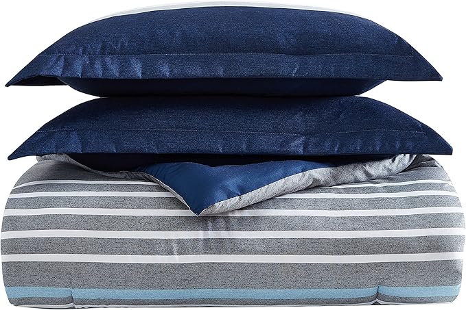 Nautica - Twin/Twin XL Comforter Set, Soft Brushed Bedding with a Relaxed Feel for Year-Round Use, 2 Piece Bed Set with Matching Pillowcase (Heathered Block Grey)