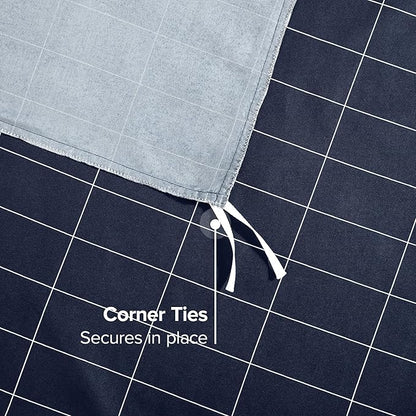 Bare Home Bedding Duvet Cover Extra Long Size - Premium 1800 Super Soft Collection - Lightweight - Soft Textured Bedding (Twin/Twin XL, Grid - Midnight Blue/White)