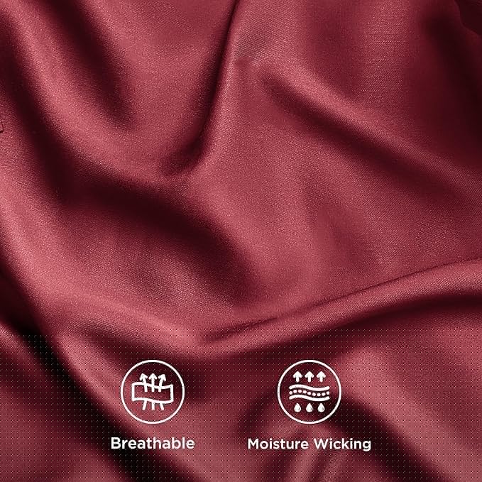 Bedsure Cooling Sheets Twin XL, Rayon Derived from Bamboo, PureWoven, Breathable & Soft Twin XL Sheet Sets, Deep Pocket Up to 16 Inches, Hotel Luxury Silky Dorm Bedding for Hot Sleepers, Burgundy