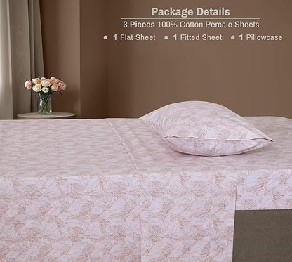 ZOYER 100% Cotton Sheets – Twin XL Size Percale Bedding, Cooling & Breathable, Durable with a Crisp, Soft & Comfortable Feel, 16" Deep Pocket, 3-Piece Set, Negative Print