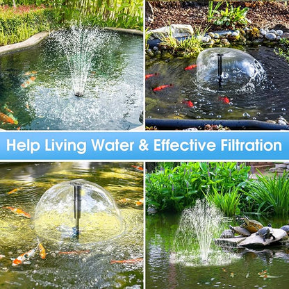 55W Solar Fountain Pump with Pond Filter Box, Solar Pond Pump 580GPH Adjustable Flow, Pond Filters for Outdoor Ponds Fish Tank Pool Waterfall Koi Pond Water Features