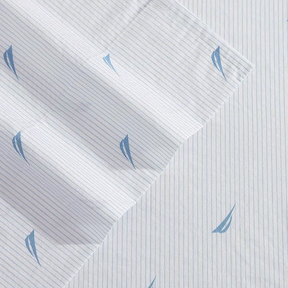 Nautica - King Sheets, Cotton Percale Bedding Set, Casual Home Decor (Boat Stripe Pale Blue, King)