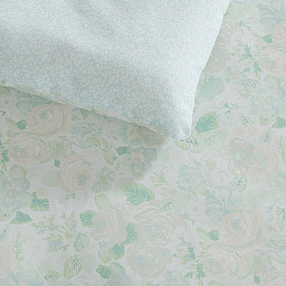 Laura Ashley - Twin Comforter Set, Soft & Reversible Floral Bedding with Bonus Bed Sheets & Pillowcases, 5 Piece Bed Set for Year Round Comfort (Quartet Jaynie Ticking/Stripe Blue)