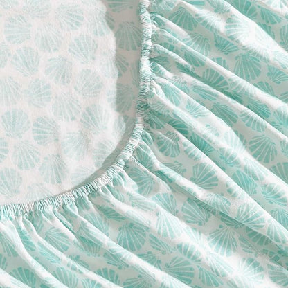 Laura Ashley - Full Sheets, Cotton Percale Bedding Set, Lightweight & Breathable Home Decor (Margate Shells Blue, Full)