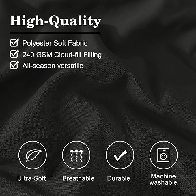 Monbix Oversized Queen Comforter Set - 7 Pieces Black Bed in a Bag Oversized Queen Bedding Sets with Comforters, All Seasons Comforter Bed Set with Sheets,Pillowcases & Shams