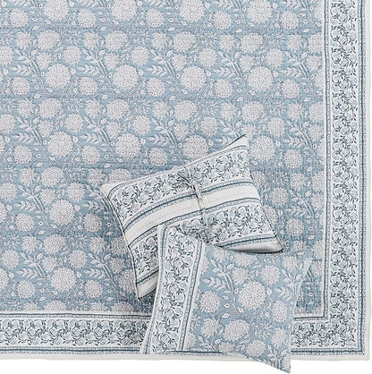 Levtex Home – Adare Blue Bedspread Set – Full Bedspread (96x106in.) and 2 Standard Shams (20x26in.) – Floral Botanical Design – Blue and White – Reversible – Cotton