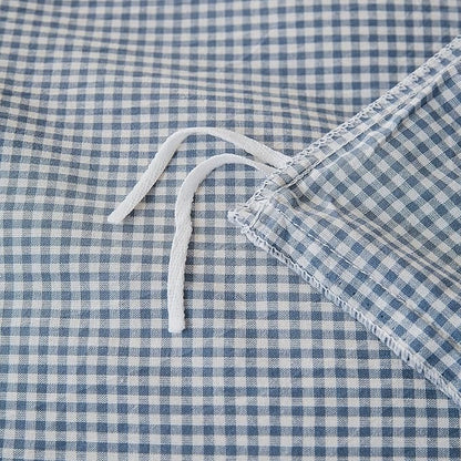 Blue Gingham Duvet Cover King Size Washed Cotton Plaid Comforter Cover King Size Farmhouse Boho Soft Breathable Duvet Cover Set with 2 Pillowcases Checkered Zipper Bedding Cute Duvet Protector