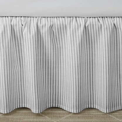 Laura Ashley Home - Cotton Ruffled Bedskirt, Lightweight & Classic Style (Ticking Stripe Grey, King)