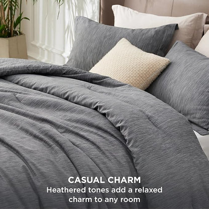 Bedsure Oversized Queen Comforter Set - Charcoal Grey Soft Bedding for All Seasons, Cationic Dyed Bed Set, 3 Pieces, 1 Oversized Queen Size Comforter (98"x 98") and 2 Pillow Shams (20"x 26"+2")