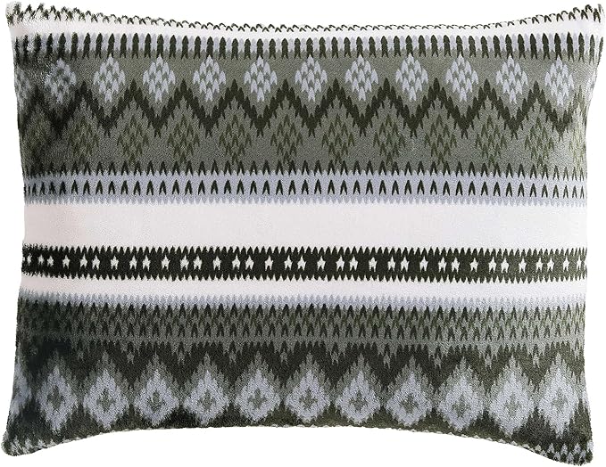 Eddie Bauer - Twin Comforter Set, Reversible Plush Bedding with Matching Sham, Dorm Essentials, Oeko-Tex Certified (Shelton Fair Isle Green)