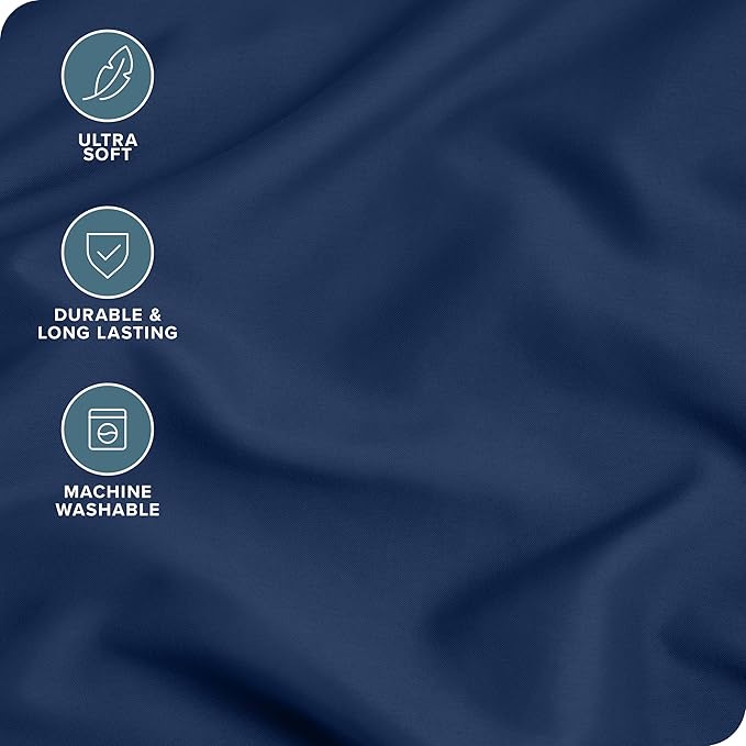 Bare Home Microfiber Bulk Pillow Cases - Standard/Queen Size Set of 4 - Cooling Pillowcases - Double Brushed - Dark Blue Pillowcases 4 Pack - Easy Care (Standard - 4 Pack, Dark Blue)