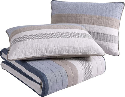 Nautica - Twin Quilt Set, Soft & Breathable Cotton Bedding with Medium Weight Feel, Reversible 2 Piece Bed Set with Matching Pillowcase (Galewood Blue)