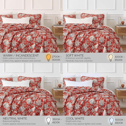 Southshore Fine Living, Inc. Oversized Full/Queen Quilt Bedding Set, Jacobean Willow Floral Quilt Set Queen or Full Size with 2 Matching Pillow Shams, Lightweight Bedspread, Soft and Cozy, Red