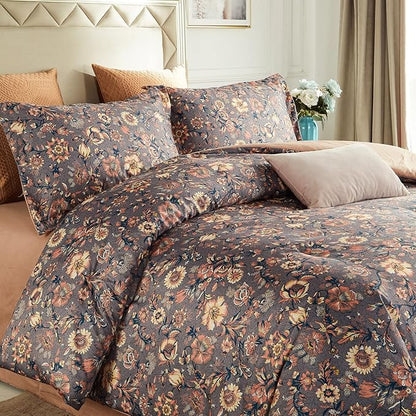 Cupocupa Duvet Cover Set;Duvet Cover Twin Bedding Set Fluffy Boho Duvet Cover Set Paisley Floral Bedding Collection Duvet Cover with Pillowcases