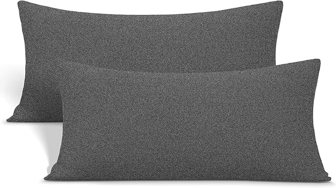 2-Pack Stretch Pillow Cases - Jersey Knit & Ultra Soft Envelope Closure Pillowcases T-Shirt Like Microfiber Blend - Suitable for 20x36/20x40 King Size Set of 2, Hemp Gray