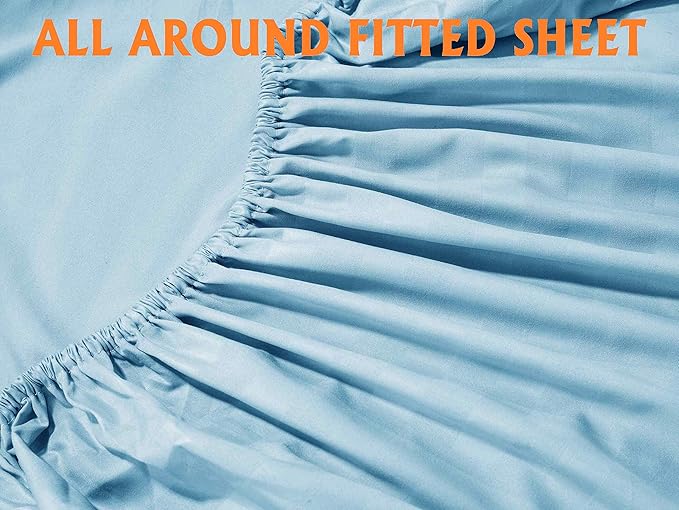 Elegant Comfort Best, Softest, Coziest 6-Piece Sheet Sets! - 1500 Premier Hotel Quality Luxurious Wrinkle Resistant 6-Piece Damask Stripe Bed Sheet Set, King Aqua Blue