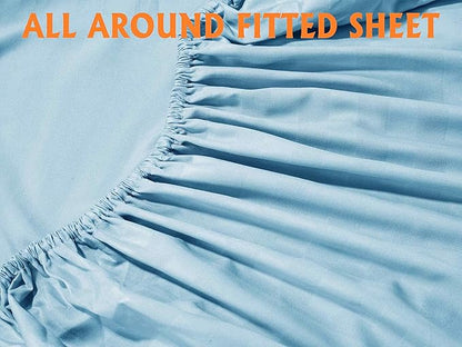 Elegant Comfort Softest and Coziest 4-Piece Sheet Set - 1500 Premium Hotel Quality Microfiber - Luxurious Wrinkle Resistant 4-Piece Damask Stripe Bed Sheet Set, Twin XL, Aqua Blue