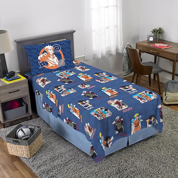 Collectibles Naruto Akatsuki Anime Bedding Super Soft Cozy Microfiber 3 Piece Twin Sheet Set, (Officially Licensed Product) By Franco