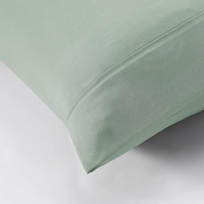 Modern Threads Soft Microfiber Solid Sheets - Luxurious Microfiber Bed Sheets - Includes Flat Sheet, Fitted Sheet with Deep Pockets, & Pillowcases Seafoam Twin