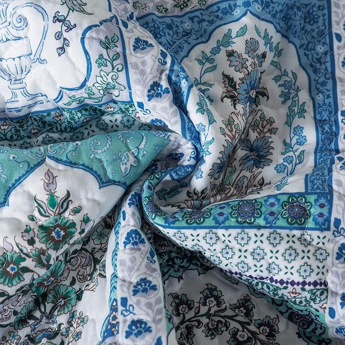HoneiLife King Quilt Bedding Sets - 3 Piece Microfiber Quilt Set Rustic Bedspread Set Floral Coverlet Sets for King Bed